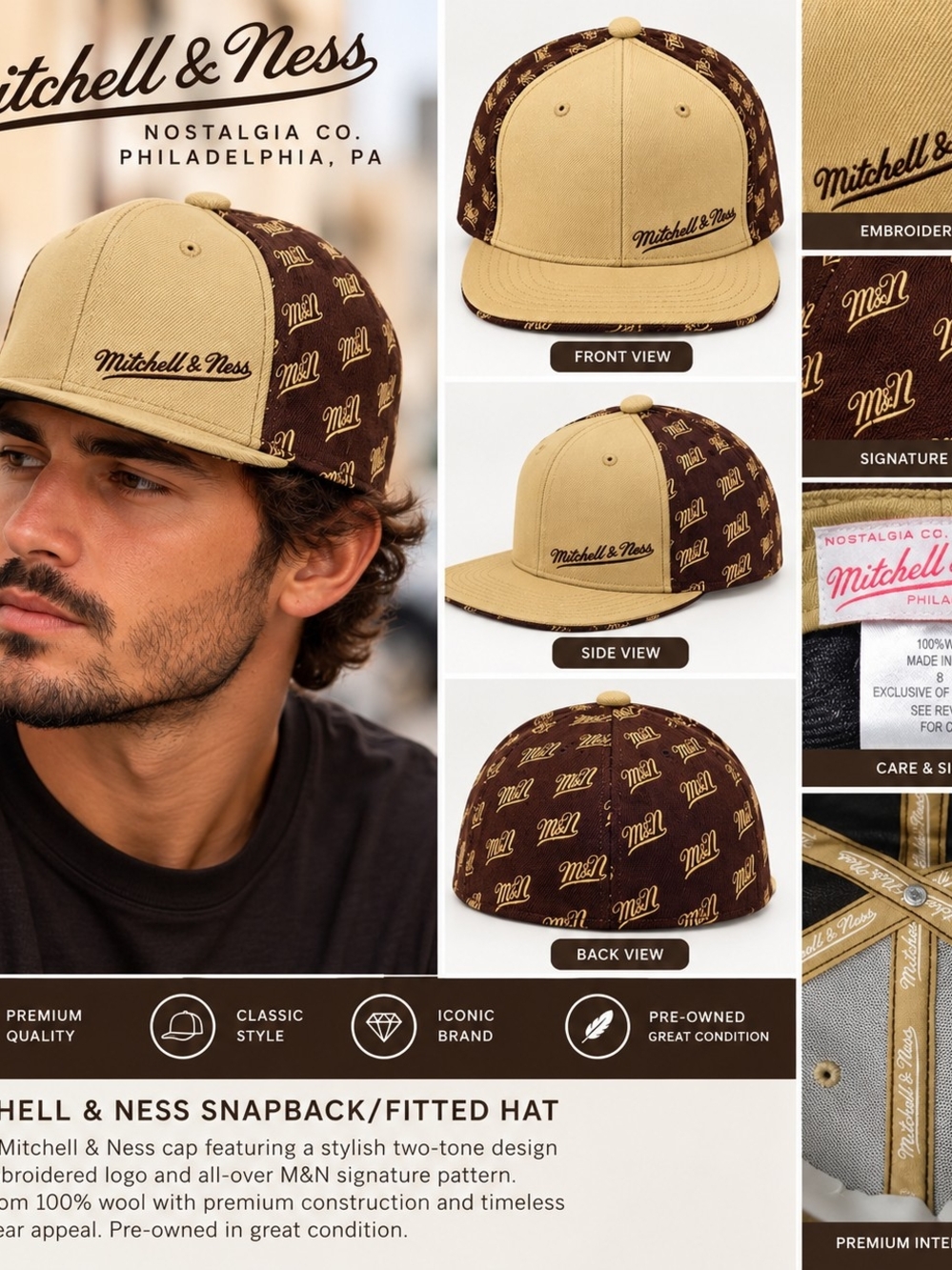 Mitchell & Ness Nostalgia Co. Fitted Hat – Size 8 – New With Tags